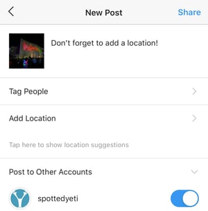 Spotted Yeti Media Instagram Geotagging