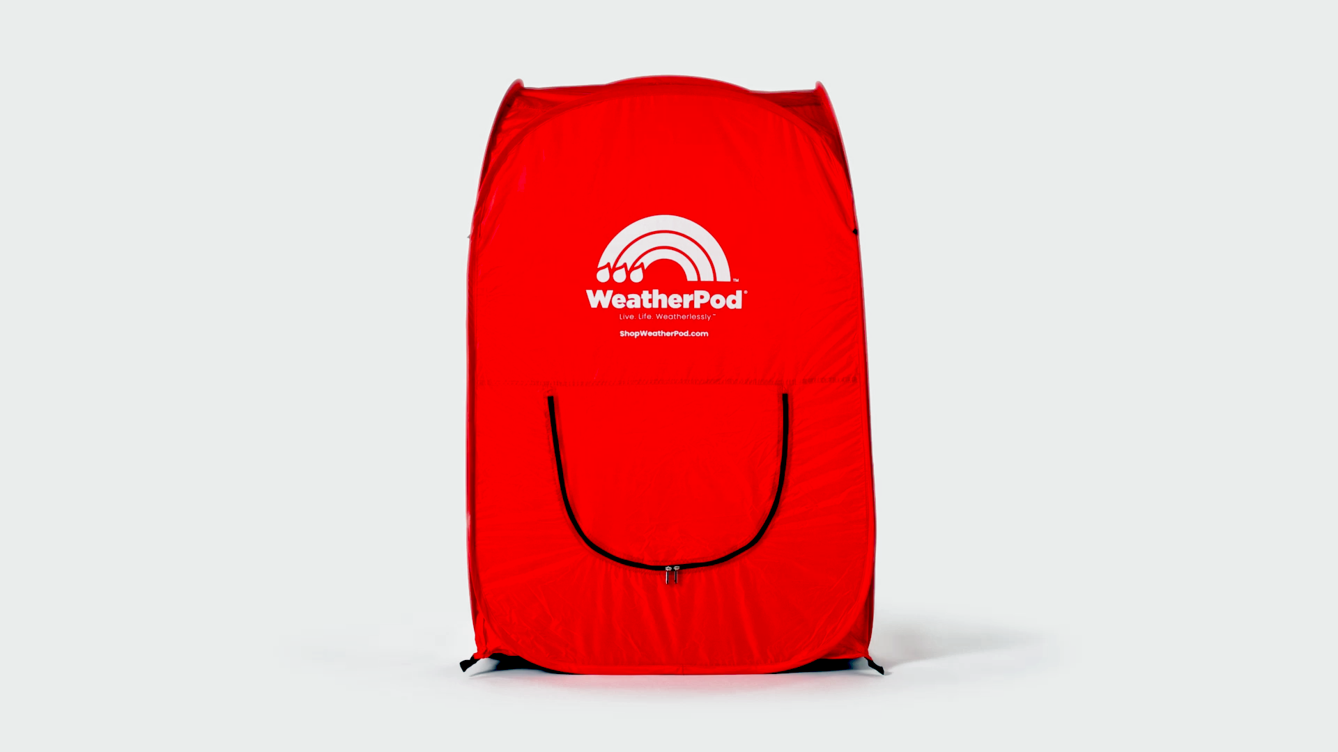 Red Weatherpod on white studio background