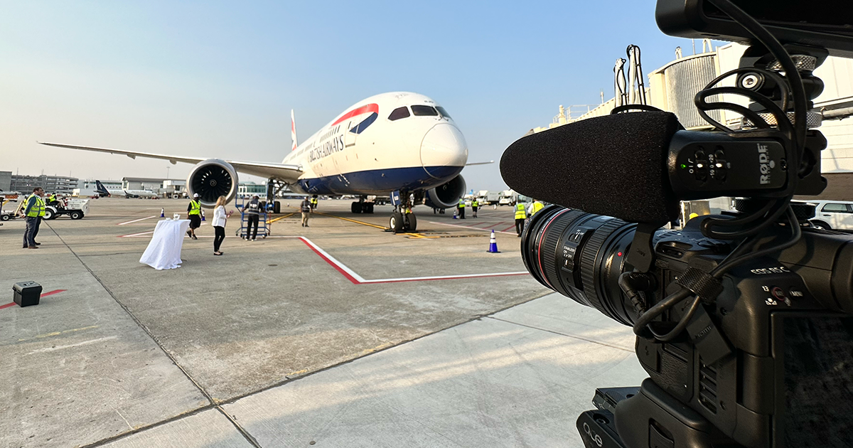 Behind the Scenes shooting B-Roll for an inaugural flight.