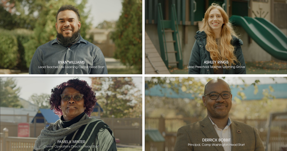 Four images of interview subjects shows the diversity within a video